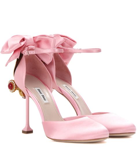 miu miu pink satin heels|miumiu designer heels.